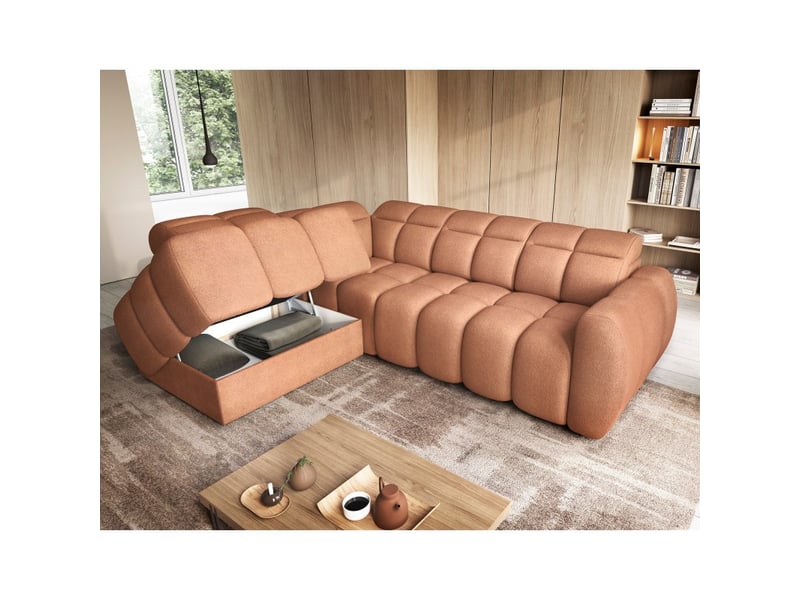 Canapé d'angle électrique ronda 4 places orange corail – angle gauche - Conforama C