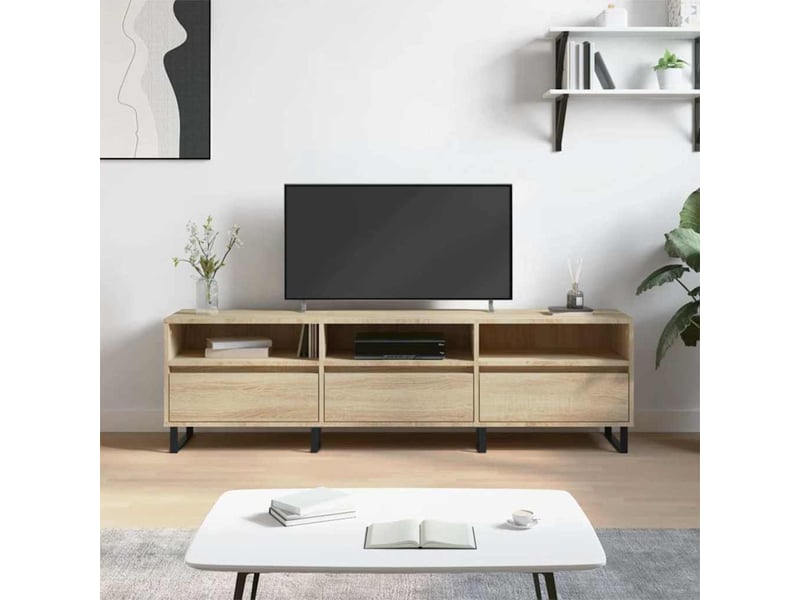  Meuble tv - banc tv - meuble de rangement chêne sonoma 150x30x44,5 cm bois d'ingénierie  - Conforama B