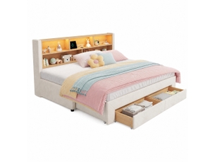 Lit extensible 90x200 cm <strong>OKMYHOME</strong>  <strong></strong> coloris beige