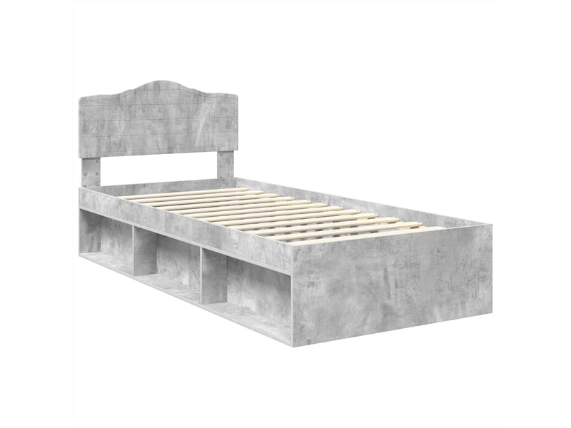 Lit simple- lit adulte -  cadre de lit gris béton 100 x 200 cm bois de pin massif  - Conforama C