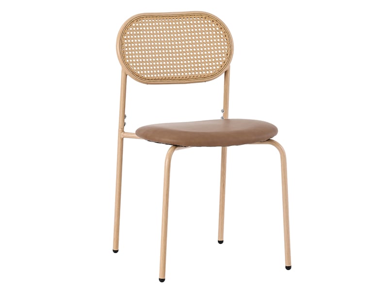  Lot de 6 chaises de salle à manger 46x40x80 cm dossier ovale polyuréthane (pu) marron  - Conforama A