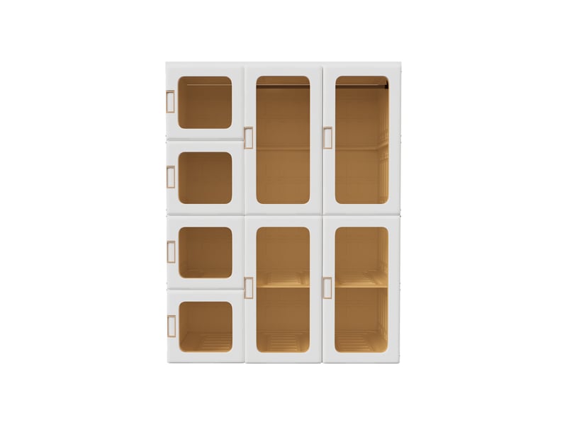  Armoire pliable 12 compartiments - 104x50x136cm - penderie modulaire 8 portes 2 zones suspendues avec portes magnétiques - blanc  - Conforama A