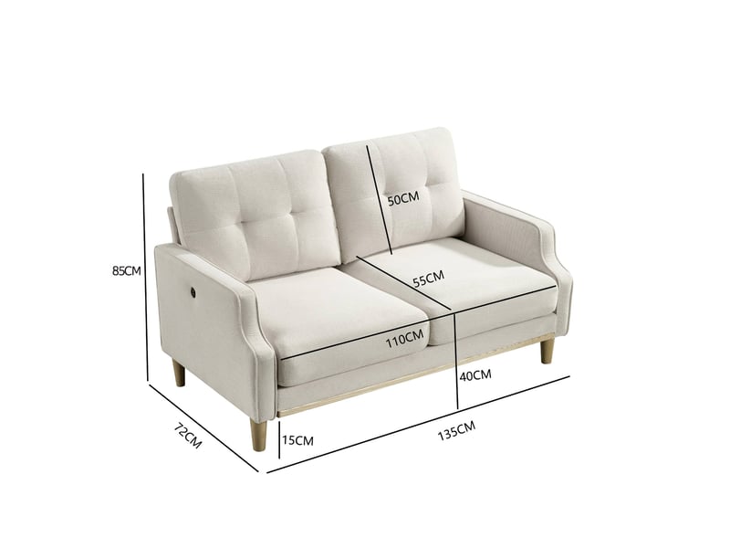  Canapé 2 places 135x72x85 cm port usb bois beige  - Conforama E