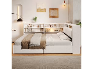 Lit banquette 140x200 cm <strong>MODERNLUXE</strong>  <strong></strong> coloris blanc