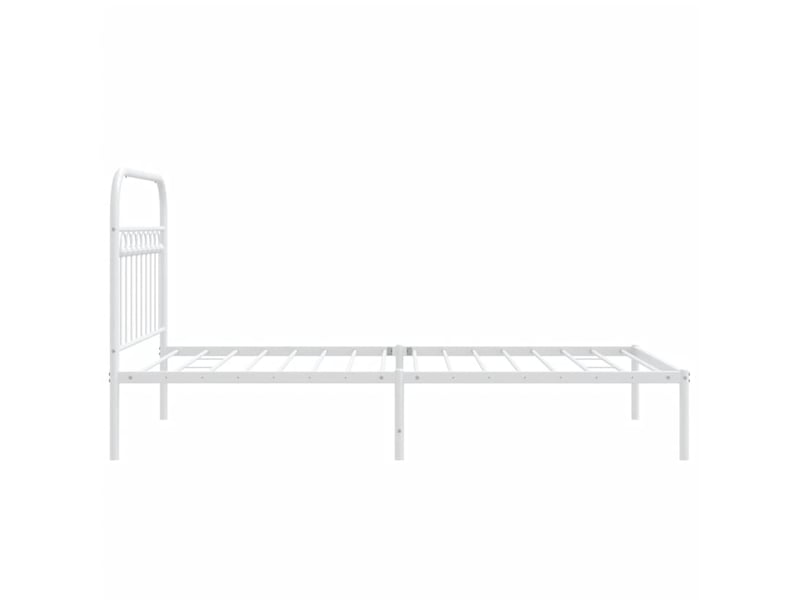  Lit simple- lit adulte -  cadre de lit métal sans matelas et tête de lit blanc 100x200 cm  - Conforama D
