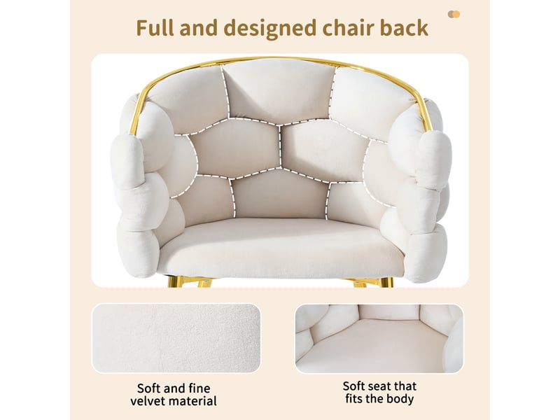  Lot de 4 chaises bulle design velours, piètement en métal doré – salon &amp; salle à manger  - Conforama D