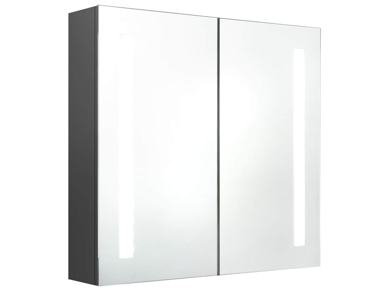  Armoire miroir de salle de bain, meuble de rangement led gris 62x14x60 cm  - Conforama A
