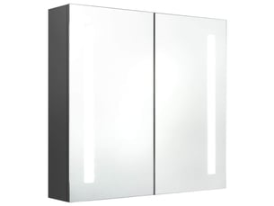 Armoire miroir de salle de bain, meuble de rangement led gris 62x14x60 cm