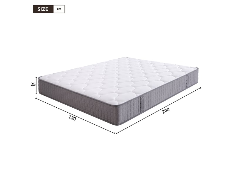  Matelas 180x200x25 cm, mousse blanche, ressorts ensachés, soutien ergonomique à 7 zones, fermeté h3, 4 poignées pour chambre adulte  - Conforama C