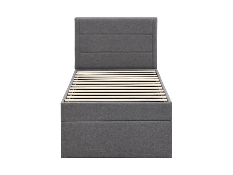  Lit coffre enfant 90x200 cm avec sommier à lattes, en bois, gris, sans matelas  - Conforama E