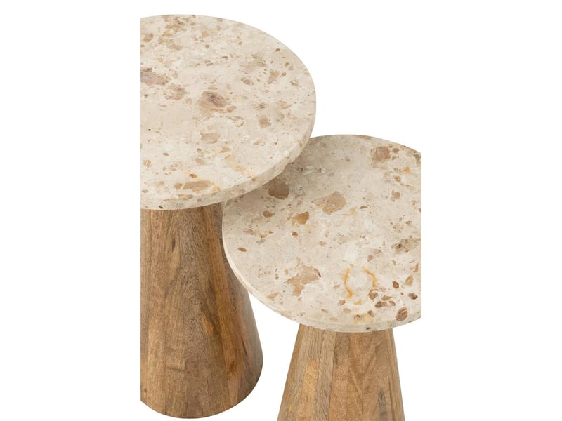  Lot de 2 tables d'appoint en marbre eula 53cm beige  - Conforama E