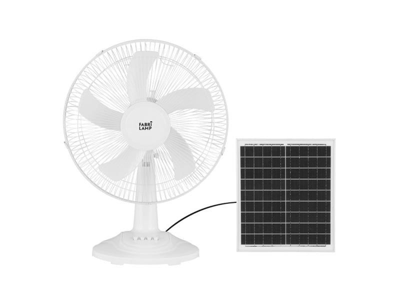  Fabrilamp ventilateur de table abanico blanc 20 w, 3 vitesses, solaire rechargeable 186971001 - Conforama A