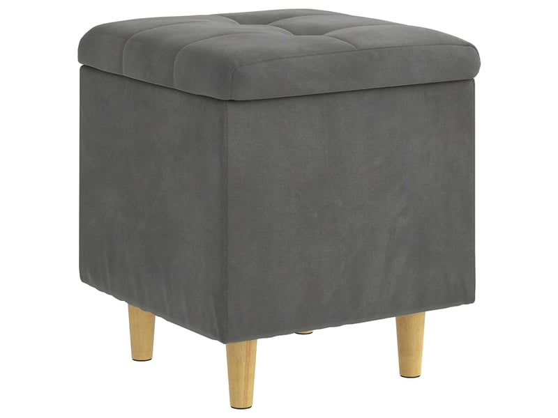  Ottoman, repose pied salon avec rangement gris foncé 40x40x45 cm velours  - Conforama A