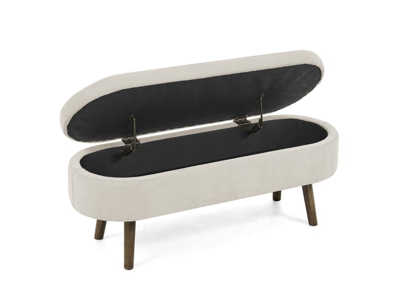  Banc de rangement 110x40x42 cm, coffre 20 l, pieds en bois, meuble chambre, meuble bureau et salon, velours doux, beige  - Conforama A