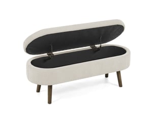 Banc de rangement 110x40x42 cm, coffre 20 l, pieds en bois, meuble chambre, meuble bureau et salon, velours doux, beige