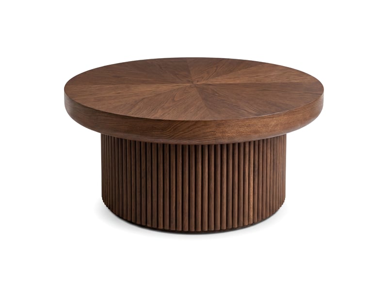  Table basse ronde ø 78 cm, noyer, plateau à motif parquet Fay Lum - Conforama A
