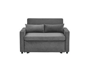 Canapé droit convertible   2 places Tissu gris