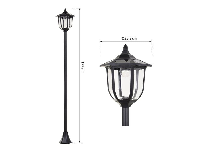  Lanterne solaire led jardin, plastique, intérieurextérieur, 177 cm, 3060 lm, jardinbalcondéco, noire.  - Conforama E