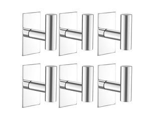 6 pcs crochets de serviettes pour salles de bains, manteau, peignoir, muraux, porte-vêtements pour chambre à coucher, argent, gris - réf. Szpb846263jjzj