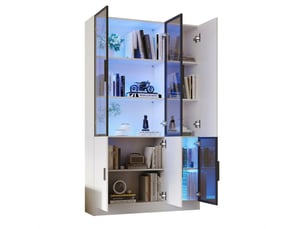 Vitrine coloris blanc 5 étagère(s) KORFEE - 73.4 cmx120 cm