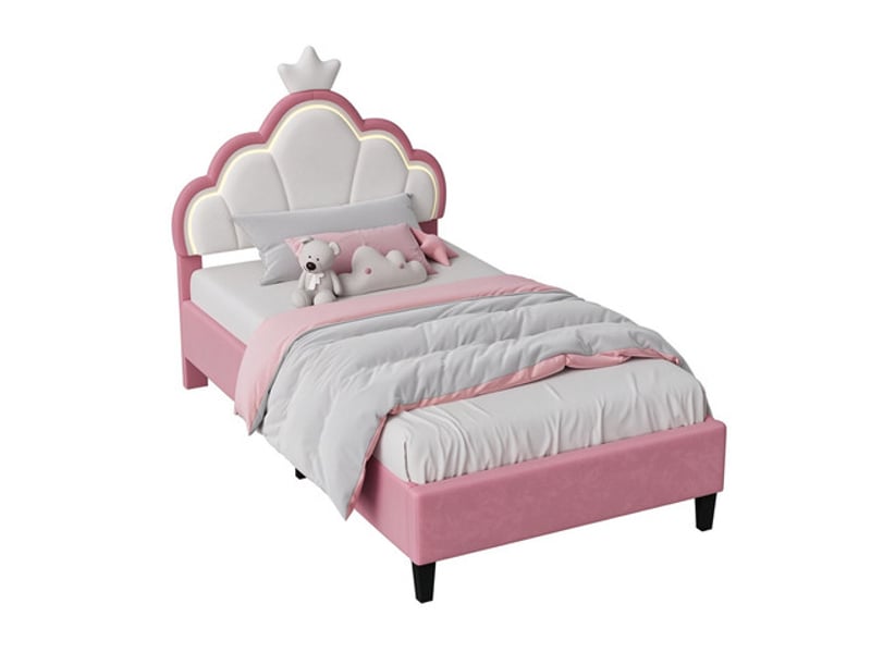  Lit enfant 90x190 cm ezssw, coloris rose  - Conforama A