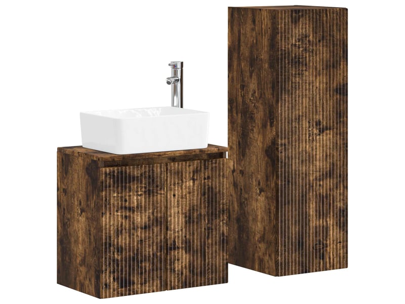 Ensemble de mobilier de salle de bain 2 pcs chêne fumé shl8207 - Conforama A