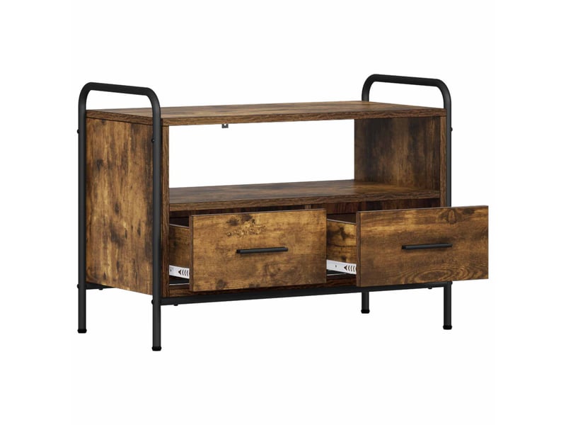  Meuble tv moderne, banc tv 67,5x33x50 cm chêne fumé bois d'ingénierie shl26763  - Conforama C
