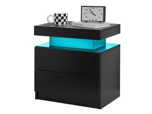 Table de chevet led,50x36x53 cm,2 tiroirs,noir