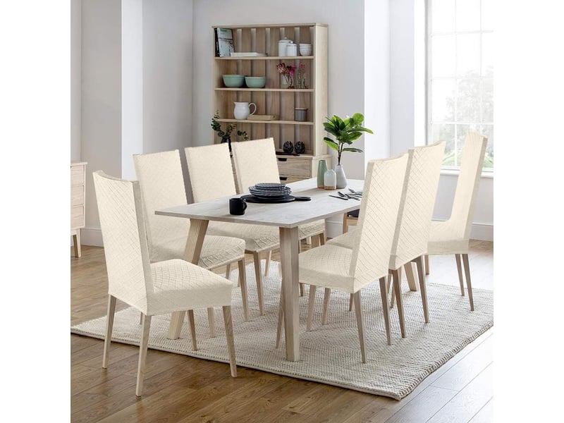  Lot de 2 housses de chaise en spandex à motif jacquard, idéales pour les chaises de salle à manger. Très faciles à nettoyer et résistantes blanch XLH-ZLS-009403MF - Conforama C