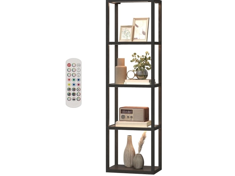  Lampadaire led rgb 45x29x157 cm à 4 niveaux bois noir  - Conforama A