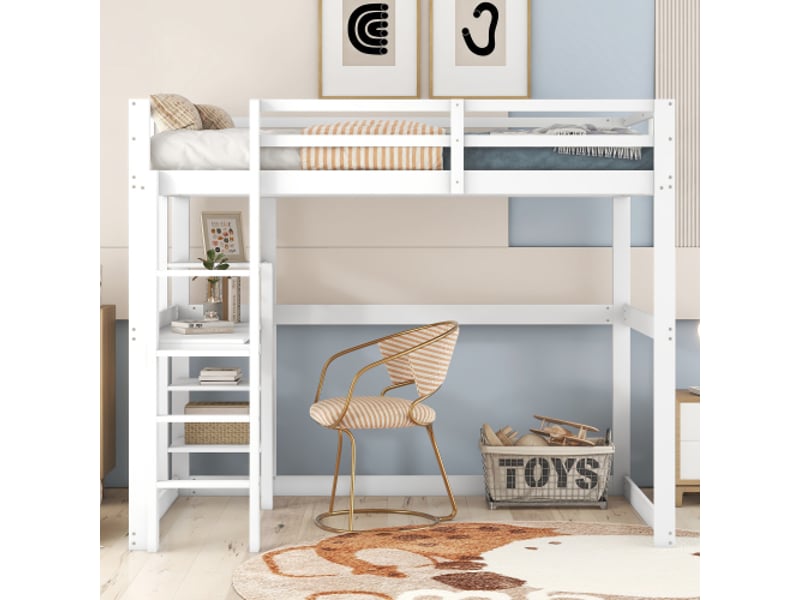  Lit mezzanine 140x200 cm coloris blanc pin lit enfant blanc - Conforama D