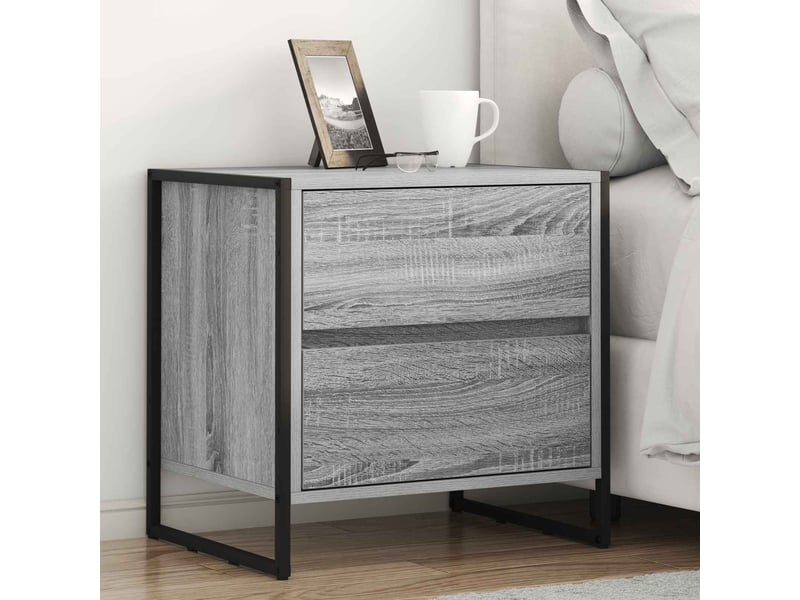 Table de chevet avec tiroir 2 pièces gris sonoma 50 x 39,5 x 50 cm - Conforama B