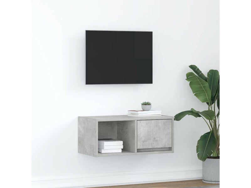  Meuble tv - banc tv - meuble de rangement gris béton 60x31x25,5 cm bois d'ingénierie  - Conforama B