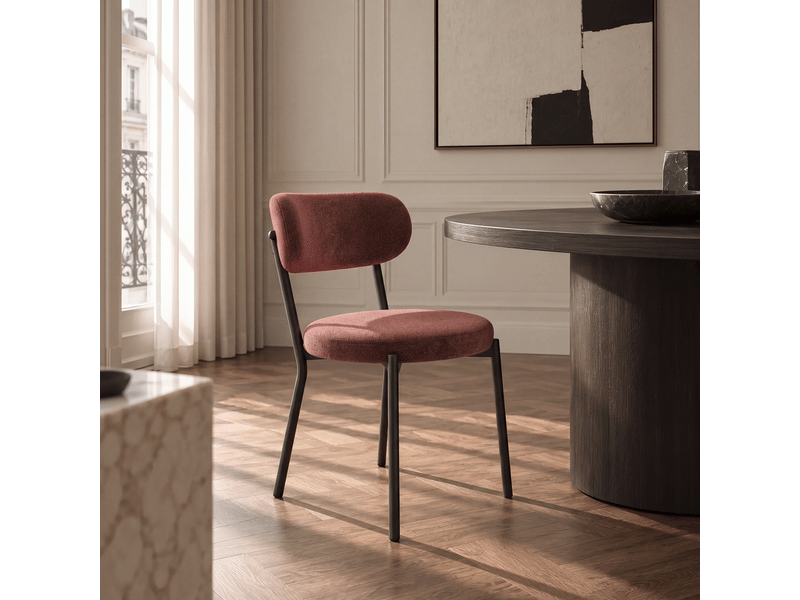  Lot de 2 chaises en tissu tramé toucher doux bordeaux bailey SC66VTBX - Conforama B