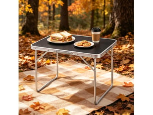 Table de jardin bistrot pliante avec pieds repliables et poignée de transport, pour camping, noir, 70 × 50 × 60 cm