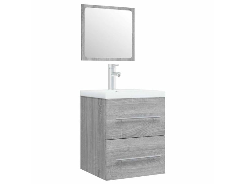 Meuble de lavabo avec bassin intégré sonoma gris bois d'ingénierie shl8753 - Conforama A