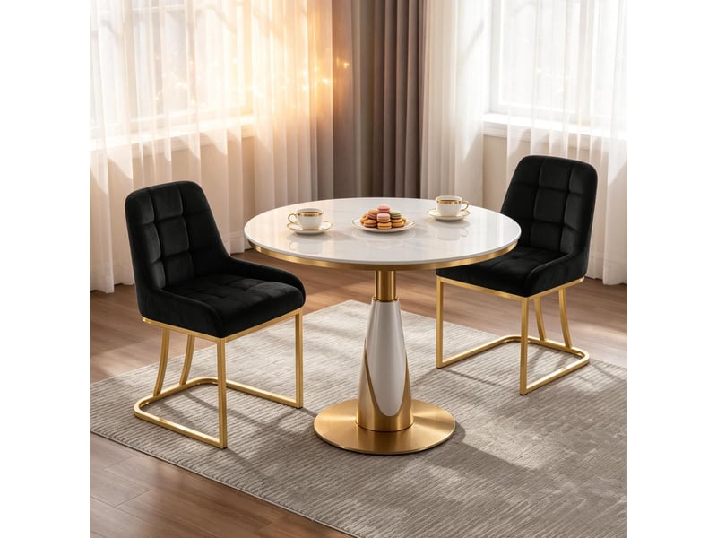  Lot de 2 chaises de salle à manger 52.5x42.5x 84cm, structure métallique noire, pieds réglables, dossier ergonomique  - Conforama B