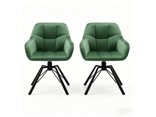Chaise de salle à manger pivotante 360° 57x50x82,5cm, vert foncé, métal, accoudoirs, lot de 2