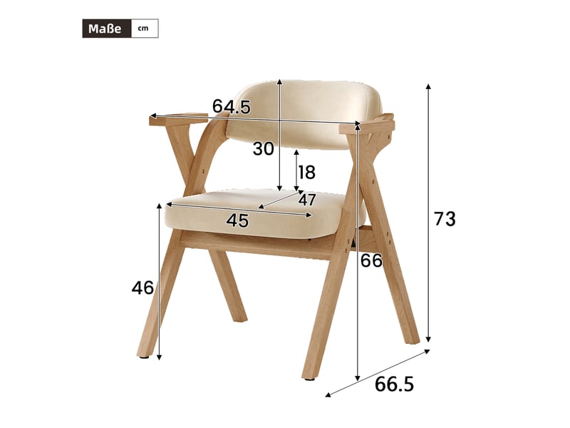  Lot de 6 chaises pliantes en bois massif avec coussins en velours beige, idéales pour salle à manger ou café  - Conforama D