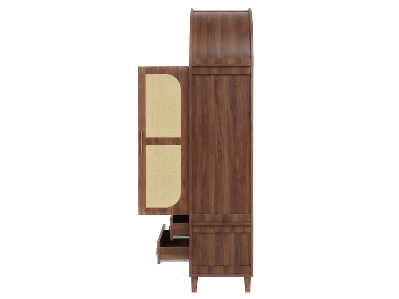 Haut meuble de rangement,76x40x179,5 cm,led, portes et tiroirs,mdf,noyer - Conforama B