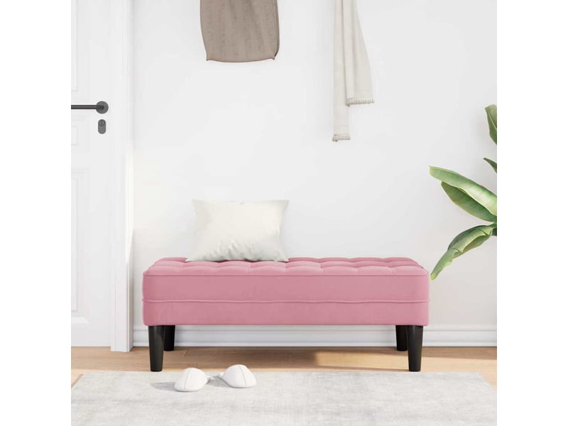  Banc chambre, banc de lit rose 113x57x39 cm velours  - Conforama C