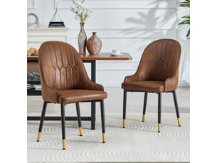 Chaises de salle à manger lot de 2 à dossier éclair  - assise épaisse, tissu technique marron, métal noir
