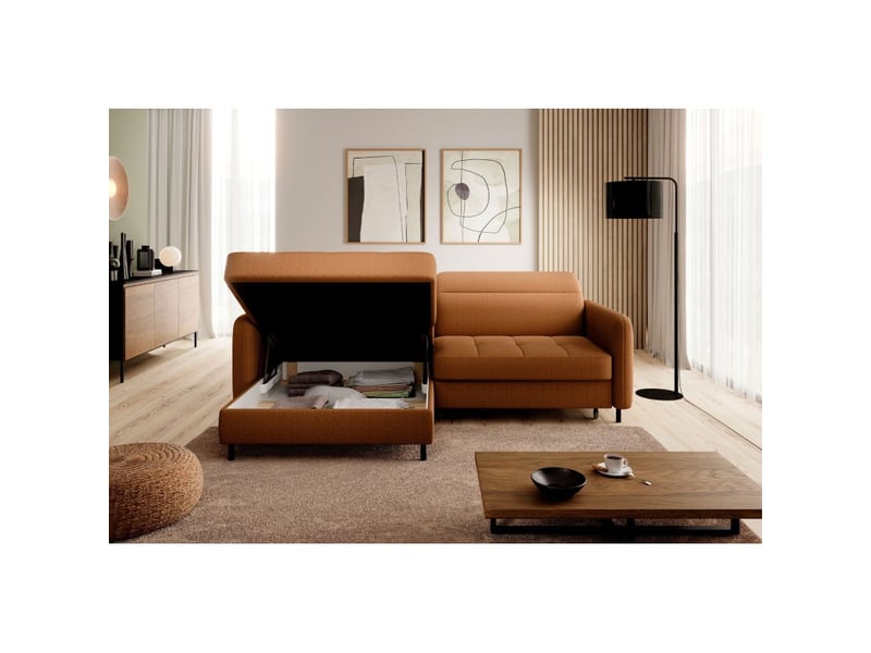  Canapé d'angle collection goumsi coloris jaune orangé  - Conforama D