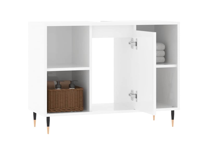  Armoire de salle de bain, meuble de rangement blanc brillant 80x33x60 cm  - Conforama D