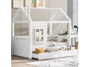 Lit cabane 80x160 cm <strong></strong>  <strong></strong> coloris blanc