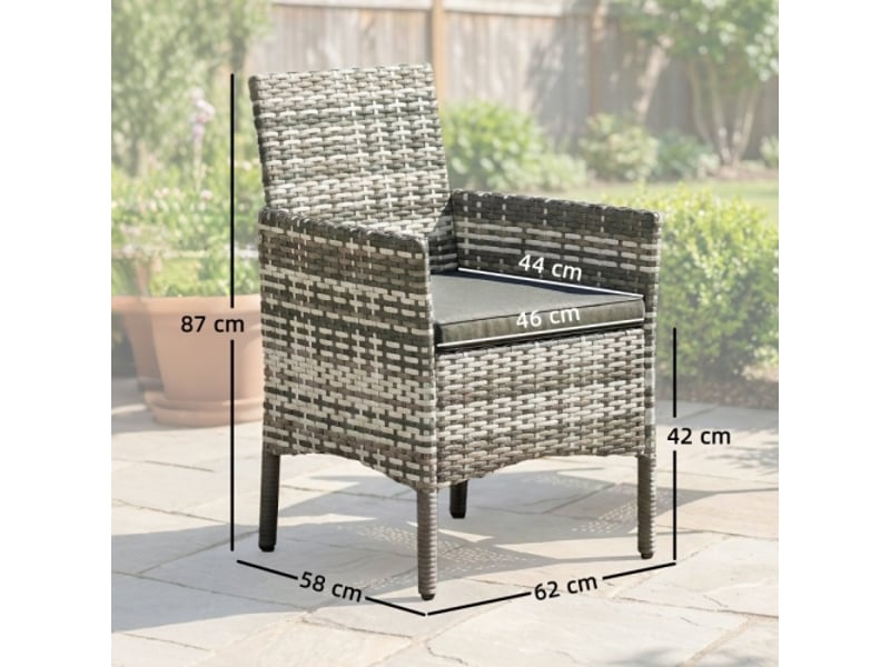 Lot de 2 fauteuils de jardin en polyrotin gris, coussins amovibles, cadre en acier  - Conforama C