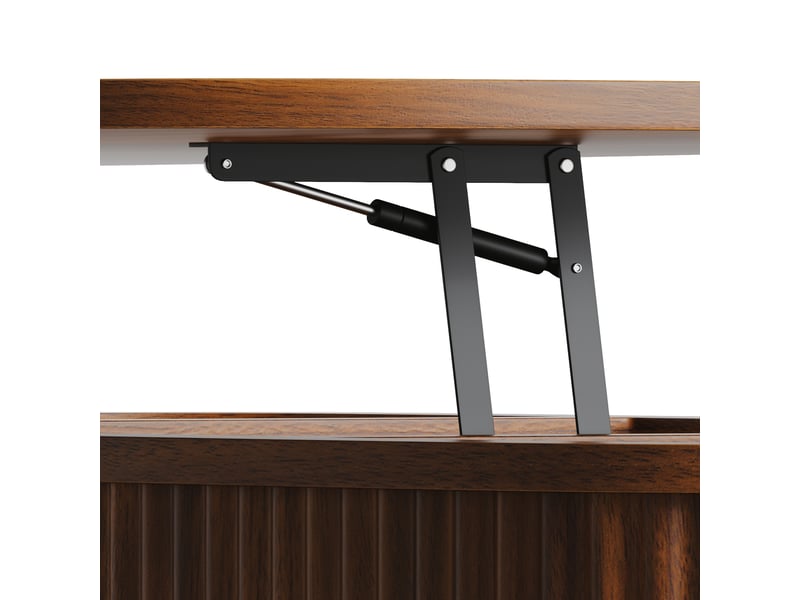 Table basse ronde relevable avec rangement, aspect bois, 80 x 80 x 50 cm, marron - Conforama R