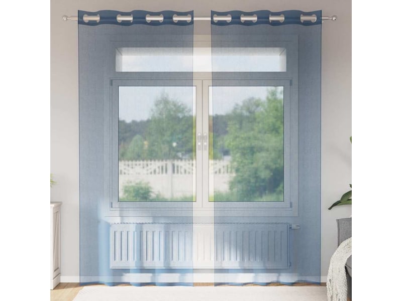  Lot de 2 rideaux en voile, voilages avec œillets bleu royal cf44349  - Conforama B