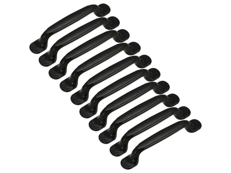 10 tirateurs pour porte de cuisine, placard, tiroir, meuble de chambre à coucher, distance entre axes de 128 mm, aluminium noir - Conforama A