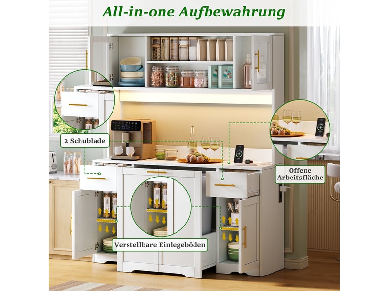  Meuble haut de cuisine avec plan de travail et led mdf blanc 140x40x173 cm N635P4783282930W - Conforama E